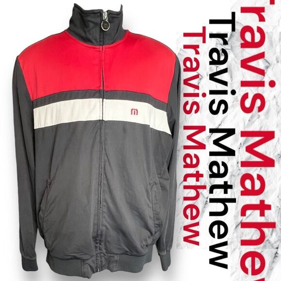 Travis Mathew Mens Nylon Blend Zip Up Golf Activewear Jacket Black Medium Jog - Picture 2 of 11